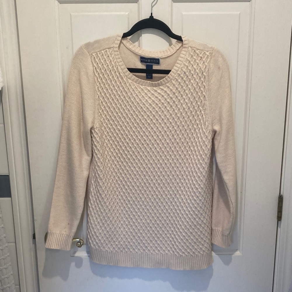 Karen Scott Textured Cream Sweater
